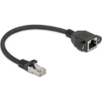 DeLOCK Network Extension Cable S/FTP RJ45 plug to RJ45 jack Cat.6A 0.25 m flat design black