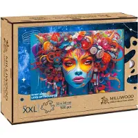 Milliwood - IMA288 Houten Puzzel XXL Enigmatische Vrouw | 3D Puzzels bouwpakket | Hobby Speelgoed voor kinderen & volwassenen | Wanddecoratie Woonkamer | 500 stukjes 51x34cm | In luxe geschenkdoos