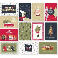 Partizzle® 48x Leuke Kerstkaarten met Enveloppen Set - Luxe Wenskaarten Versturen - Ansichtkaarten Kerst 2025 - 15x10 cm