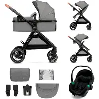 Kinderkraft ESME PRO 3-in-1 Kinderwagen – Beigekleurige multifunctionele combi met reiswieg, wandelwagen en autostoel - Grijs