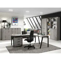 Meublorama Set van 8 professionele kantoormeubelen in grijze houtlook collectie SOON