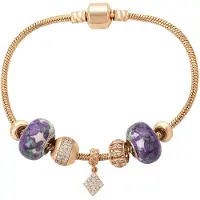 Faina Armband rose-goud / jade groen / donkerlila / transparant