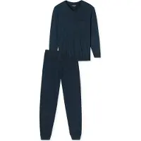 Schiesser Pyjama lang ' Comfort Essentials ' nachtblauw