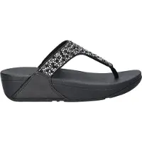 FitFlop Women Lulu Crystal-Mix Toe-Post Sandals All Black-Schoenmaat 42