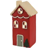 Kaemingk Led huis l19.5b15.5h36.5cm-4l rood Lumineo