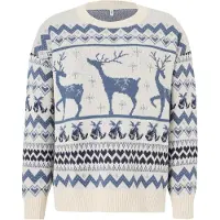 ONLY Trui 'XMAS' ecru / nachtblauw / saffier