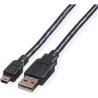 Roline USB 2.0 Kabel, type A - 5-Pin Mini, zwart, zwart, 0,8 m