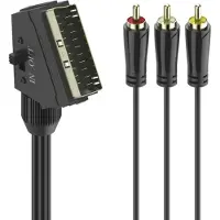 Hama Cinch / SCART AV Aansluitkabel [3x Cinch-stekker - 1x SCART-stekker] 1.5 m Zwart