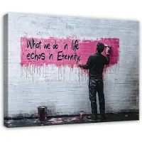 WALLARENA - Canvas schilderij - 100x70 cm - Banksy abstract grijs voor woonkamer slaapkamer keuken