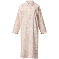 Lunatex - klassiek dames nachthemd 643997 met doorknoop - flanel - pink egg - maat XXL