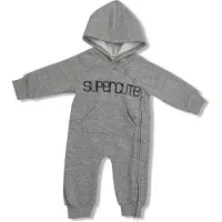 SuperCute jumpsuit gemêleerd grijs met capuchon maat 92/98