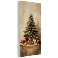 MuchoWow Aluminium schilderij 20x40 cm - Wanddecoratie metaal - Kerstboom - Versierd - Kleurrijk - Metalen muurdecoratie woonkamer - Decoratie industrieel - Foto op dibond - Industriële accessoires slaapkamer