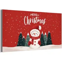 MuchoWow Aluminium schilderij 160x80 cm - Wanddecoratie metaal - Kerstgroet - Sneeuw - Rood - Metalen muurdecoratie woonkamer - Decoratie industrieel - Foto op dibond - Industriële accessoires slaapkamer