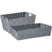 Kipit Badkamer opbergmandjes - Set van 4x stuks - Zilvergrijs - in 2 formaten - 34 x 21 x 8.5 cm en 30 x 20 x 14 cm