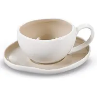 Bricard Barles Koffieset - 12-delig - Wit/Taupe - 225ml - Porselein - Koffiekopjes
