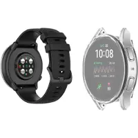 Strap-it Siliconen band Zwart + TPU Case Transparant - Geschikt voor Samsung Galaxy Watch 4 40mm - Bescherming hoesje voor Galaxy Watch 4 40mm smartwatch - Sport band zwart + TPU Case Transparant