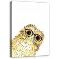 WALLARENA - Canvas schilderij - 60x40 cm - Schattige uil op canvas voor de kinderkamer