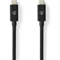 Nedis USB-Kabel | USB 4.0 Gen 3x2 | USB-C Male | USB-C Male | 240 W | 8K@60Hz | 40 Gbps | Vernikkeld | 1.00 m | Rond | PVC | Zwart | Label - CCGL66040BK10