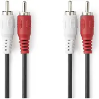 Nedis Stereo-Audiokabel | 2x RCA Male | 2x RCA Male | Vernikkeld | 1.00 m | Rond | Zwart