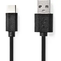 Nedis USB-Kabel | USB 2.0 | USB-A Male | USB-C Male | 15 W | 480 Mbps | Vernikkeld | 3.00 m | Rond | PVC | Zwart | Label - CCGL60600BK30