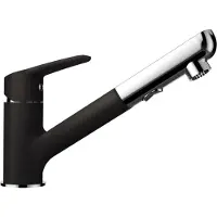 Schock armatuur DAJA in de kleur NERO, met een verstelbare douchekop/douchebuis, een mengkraan met één hendel en CRISTALITE PLUS materiaal