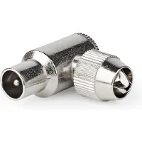 Nedis IEC (Coax) Connector - 90° Gehoekt - Male - Vernikkeld - 75 Ohm - Schroef - Diameter kabelinvoer: 7.0 mm - Metaal - Zilver - 2 Stuks - Doos