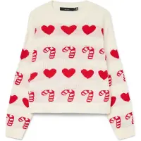 Vero Moda Trui 'CANDYHEARTS' beige / rood