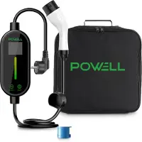 Powell Laadkabel type 2 - Mobiele Thuislader type 2 - 3,5kW - IP67 Waterdicht - 5 meter kabel - Inclusief opbergtas - Waterdicht - Zwart/Wit