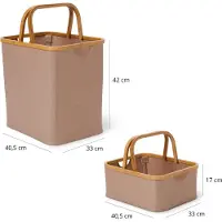 Lumaland opvouwbare opbergmand bamboe-frame in set van 2 van 40,5 x 33 x 17 cm en 40,5 x 33 x 42 cm taupe