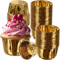 Ruhhy Muffinvormpjes - 50x stuks - goud - 3,5 x 6 cm - cupcake vorm - papier - aluminiumfolie