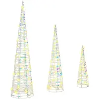 vidaXL Kerstboom 3 st Warmwit 20 x 20 x 80 cm PET 90 LED's