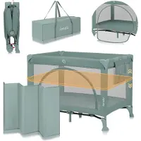 Lionelo Laura - Compact 3 in 1 Campingbedje, Box & Babybed - Lichtgewicht - 2 Hoogtes - Wielen met Rem - Gaas Zijpanelen & Peuter Ingang - Inclusief Draagtas & Opbergzak - Reisbedje