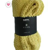 Gusta - Fleece deken / plaid wafel geel patroon