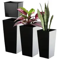 Kadax Bloempotset, bloempot van kunststof, plantenbak, weerbestendige bloempot, voor binnen en buiten, weerbestendige bloempot (mat zwart, set van 3 stuks, maat XL)