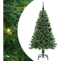 vidaXL Kunstkerstboom Groen 150 cm PVC en Staal en Kunststof