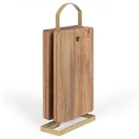 Livoo Set van 4 snijplanken - - MES152 - FSC acaciahout - 22 x 14 cm - Metalen onderstel
