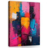 WALLARENA - Canvas schilderij - 40x30 cm - kleurrijke moderne abstracte afbeelding voor slaapkamer en woonkamer