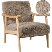Beliani LEKNES - Fauteuil - Taupe - Kunstbont
