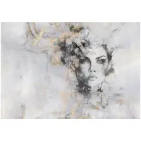 WALLARENA - Fotobehang - 150x105 cm - Vrouw Gezicht Goud Marmer voor Slaapkamer Woonkamer