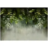WALLARENA - Fotobehang - 150x105 cm - groene bladeren natuur beton voor slaapkamer woonkamer