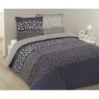 Vision Home VISION Wild - Tweezijdig omkeerbaar Dekbedovertrekset - 100% katoen: zacht en soepel - Lits-jumeaux - Dekbedovertrek 240 x 220 cm met 2 bijhorende slopen - Beige / Grijs - Oekotex gecertificeerd