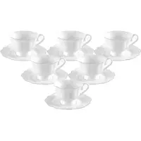 Bricard Arras Koffieset - 12-delig - Wit - Koffie Kopjes en Schoteltjes