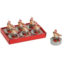 Wurm Theelicht set vogel met kerstmuts 18 stuks
