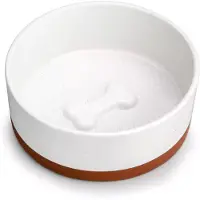 Malacasa Hondenvoerbak – Drinkbak Hond – Voerbak Hond – Keramiek – 1080 ml – Ø 17.1 cm – Wit – Bruin