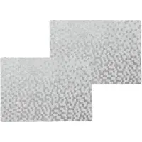 Wicotex luxe tafel placemats Stones - 8x stuks - PVC - zilver - 30 x 43 cm - met anti slip - en PU coating - Onderleggers