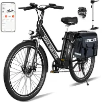 RCB Elektrische fiets - 26 inches - Max 25km/u - 250W motor -Tot 35-70 km - Met multifunctionele fietstas -Zwart