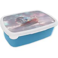 MuchoWow Broodtrommel Blauw - Lunchbox Slak - Disco - Mozaïek - Blauw - Brooddoos 18x12x6 cm - Brood lunch box - Broodtrommels voor kinderen en volwassenen