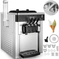 Vevor IJsmachine Witte IJsmachine 2200 W, 2 x 6 L Desktopmachine IJsmachine 220 V IJsmachine met eierkegel Eierhouder Roestvrijstalen machine