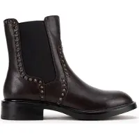 WITTCHEN Dames Leren Chelsea Boots met Decoratieve Klinknagels Bruin Natuurlijk Leer