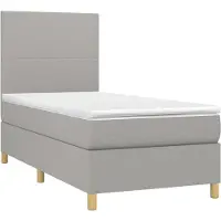 Syfax Boxspring met matras stof lichtgrijs 90x200 cm